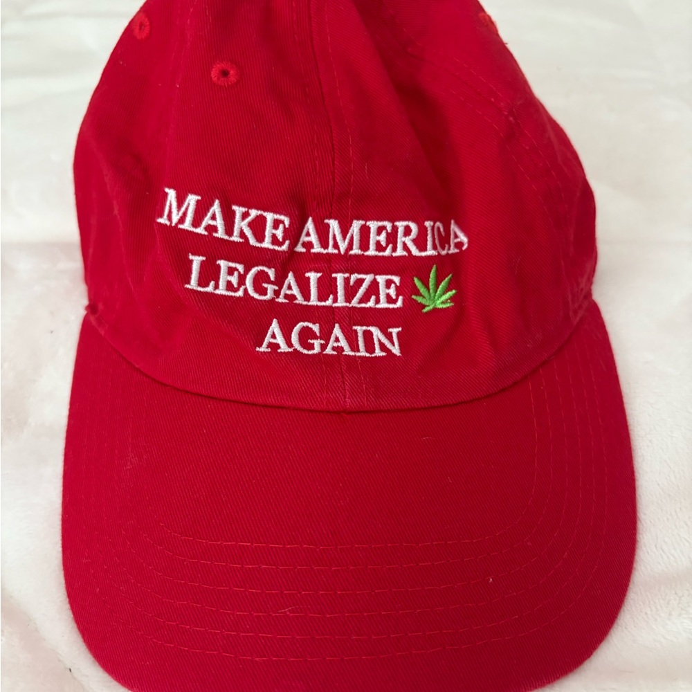 Red Embroidered Slogan Cap